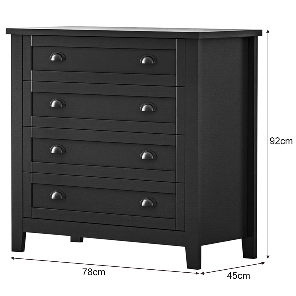 Eeeza Retro 4-Drawer Chest with Solid Frame and Anti-Tip Safety – Black & Blue
