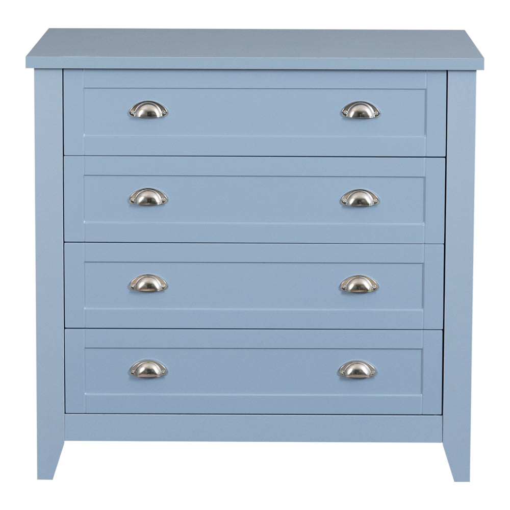 Eeeza Retro 4-Drawer Chest with Solid Frame and Anti-Tip Safety – Black & Blue