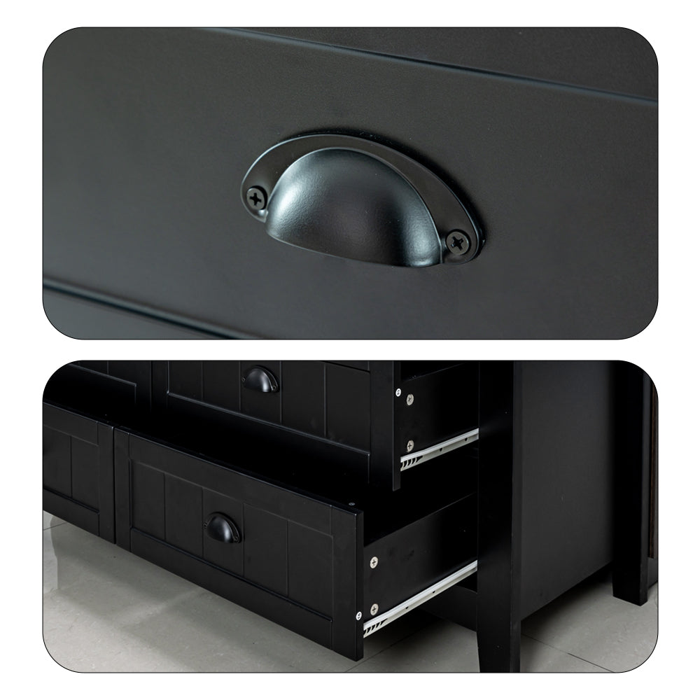 Eeeza Black 6-Drawer Chest with Solid Frame and Anti-Tip Reinforcement – Large Storage, Industrial Elegance