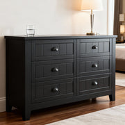 Eeeza Black 6-Drawer Chest with Solid Frame and Anti-Tip Reinforcement – Large Storage, Industrial Elegance