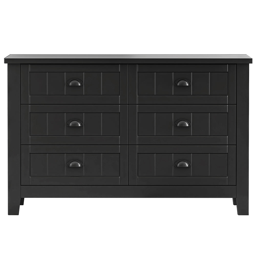 Eeeza Black 6-Drawer Chest with Solid Frame and Anti-Tip Reinforcement – Large Storage, Industrial Elegance