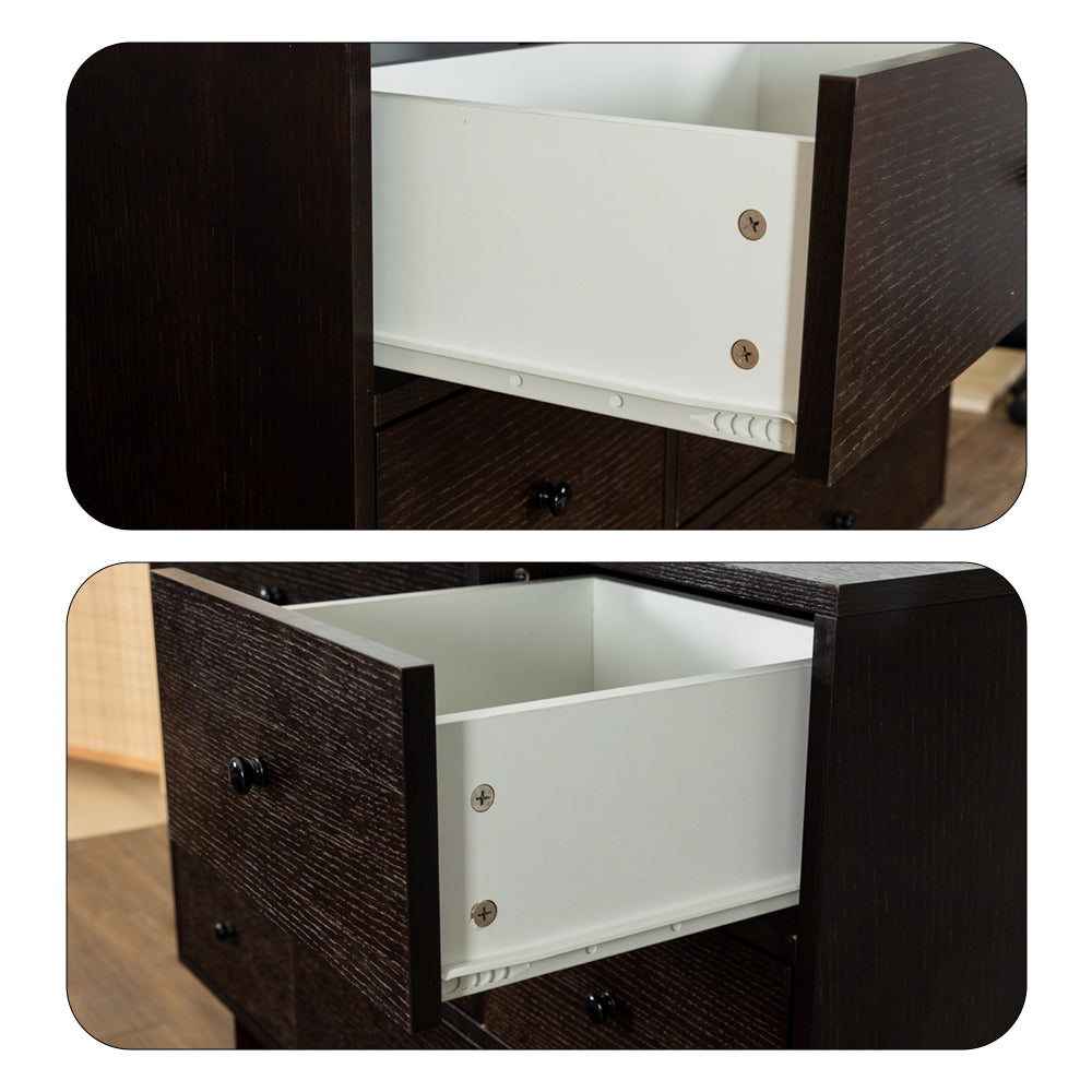 Eeeza Retro Birch 7-Drawer Dresser – Wide Storage with Mid-Century Elegance