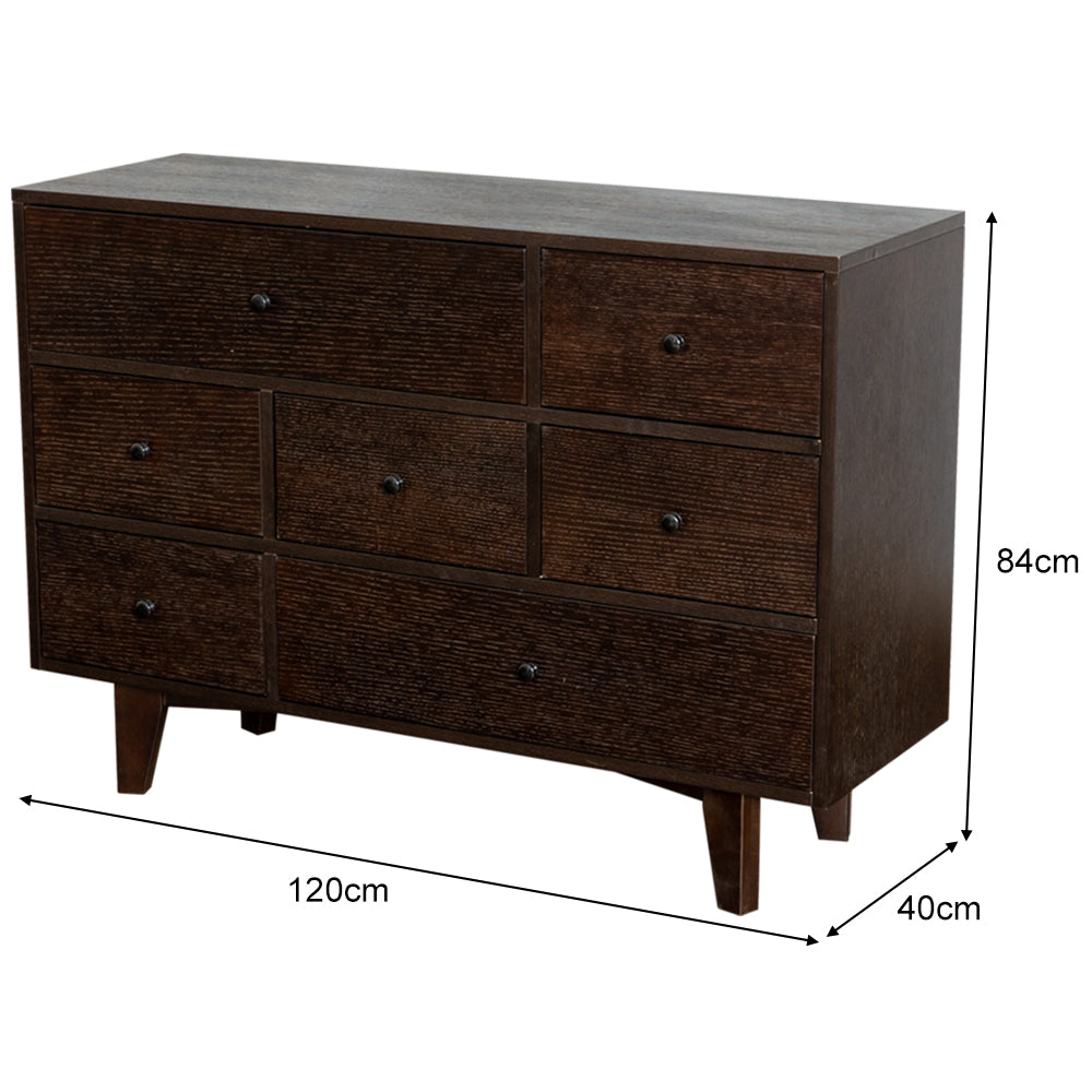 Eeeza Retro Birch 7-Drawer Dresser – Wide Storage with Mid-Century Elegance