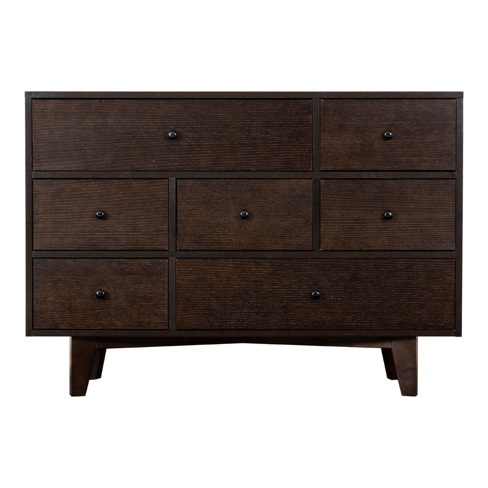 Eeeza Retro Birch 7-Drawer Dresser – Wide Storage with Mid-Century Elegance