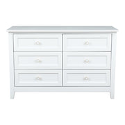 Eeeza 6 Drawer White Dresser – Large Storage Cabinet with Solid Wood Frame for Bedroom & Living Room