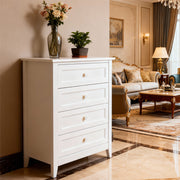 Eeeza Classic White 4-Drawer Tall Dresser – Vertical Storage for Compact Living