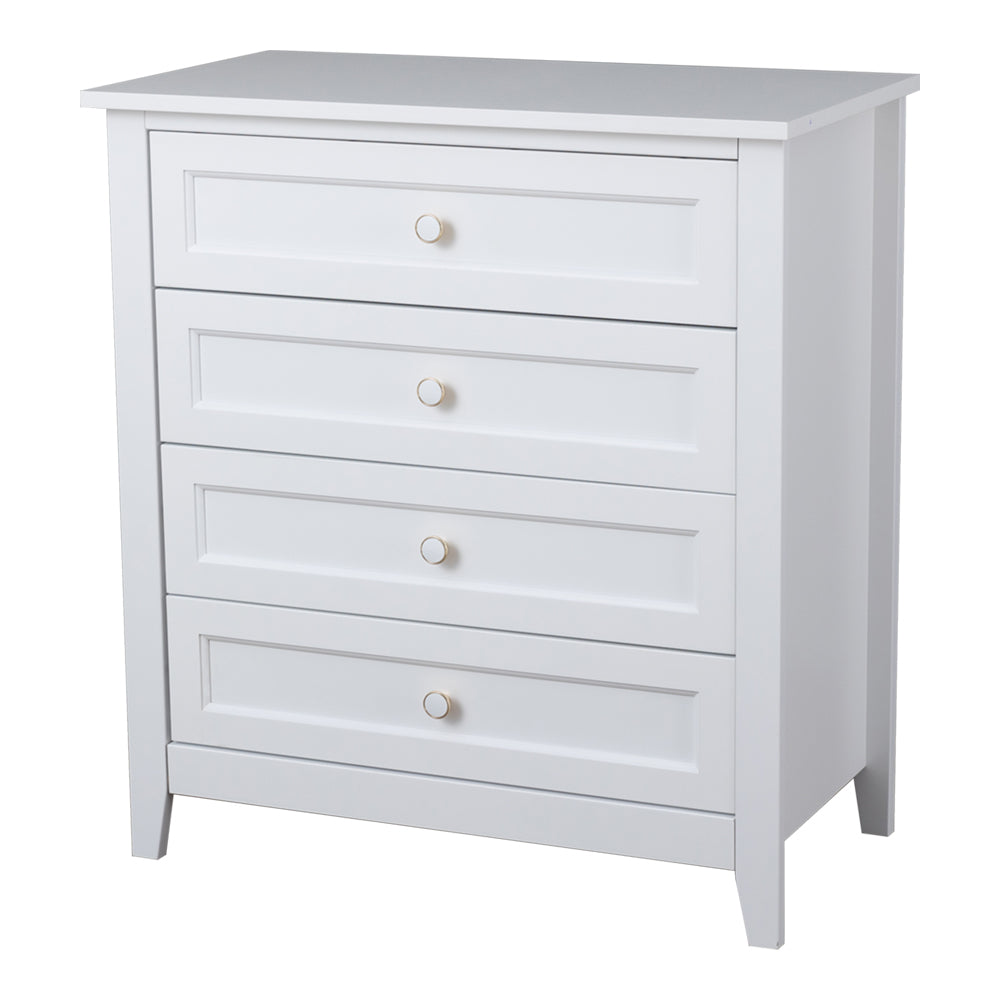 Eeeza Classic White 4-Drawer Tall Dresser – Vertical Storage for Compact Living