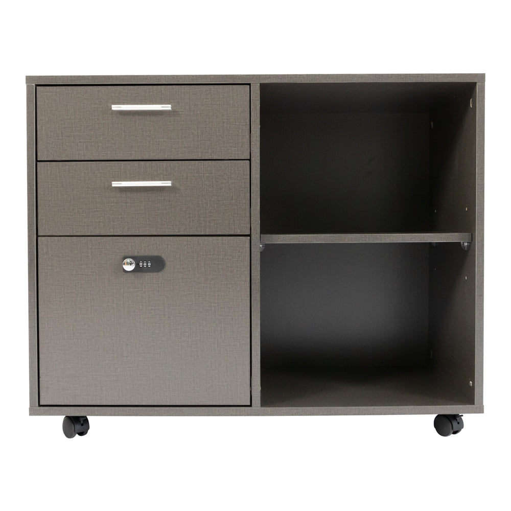 Eeeza 2-Drawer Locking Filing Cabinet with Open Shelf – Mobile Printer Stand for Home Office