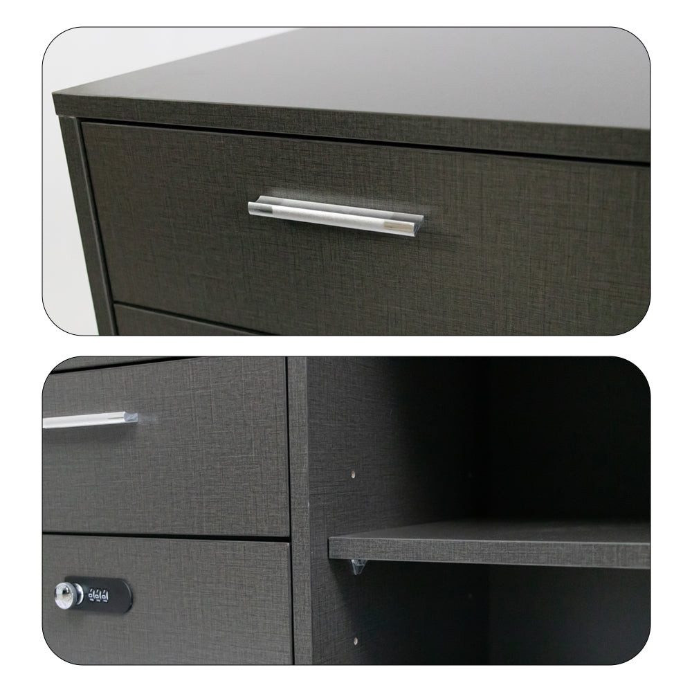 Eeeza 2-Drawer Locking Filing Cabinet with Open Shelf – Mobile Printer Stand for Home Office