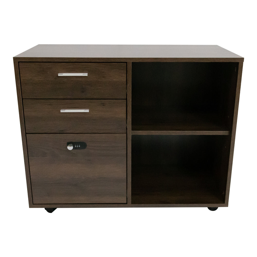 Eeeza 2-Drawer Locking Filing Cabinet with Open Shelf – Mobile Printer Stand for Home Office