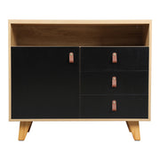 Eeeza Multi-Purpose Side Cabinet with 3 Drawers and 1 Door – Nordic Style Storage Unit with PU Handles