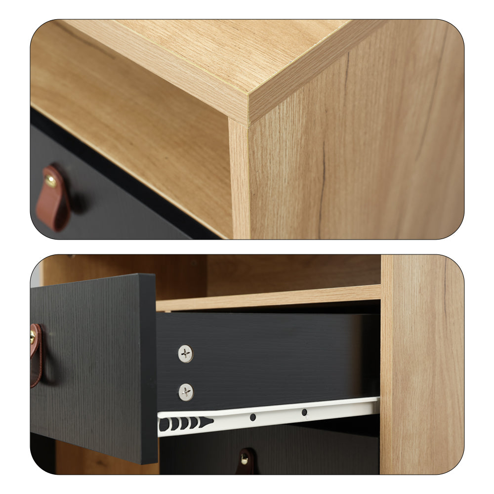 Eeeza Multi-Purpose Side Cabinet with 3 Drawers and 1 Door – Nordic Style Storage Unit with PU Handles