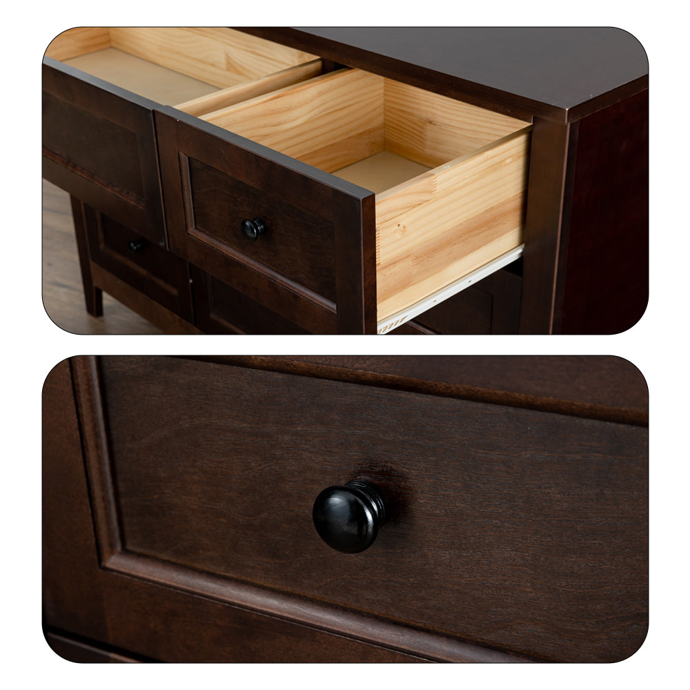 Eeeza Solid Wood 7-Drawer Chest in Walnut Brown – Full-Frame Birch Construction, Classic Style, Large Storage