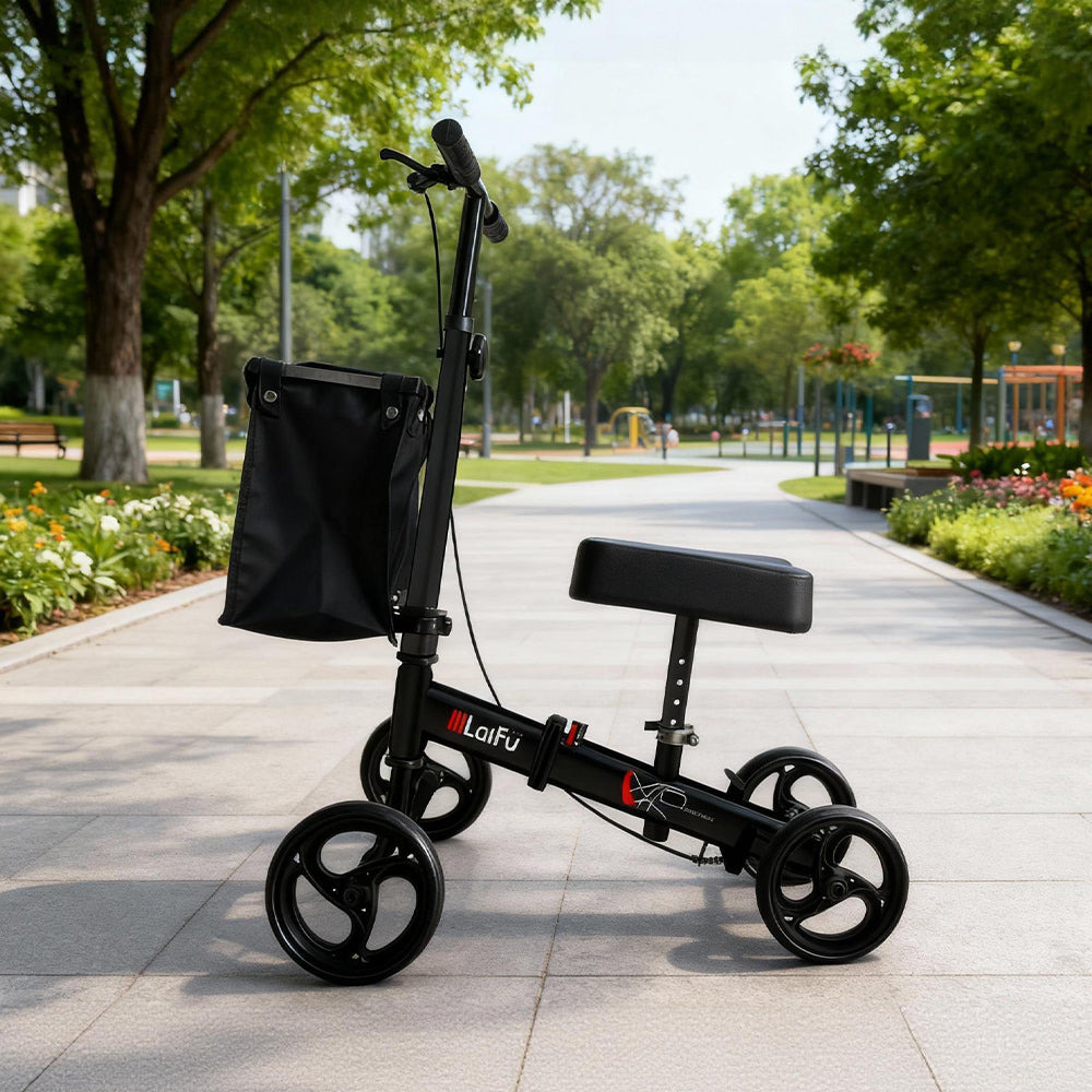 Eeeza Foldable Knee Scooter Walker With Storage Bag