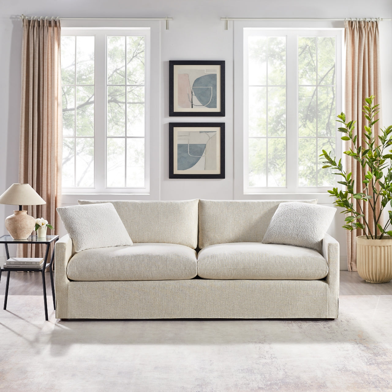Brio Sofa with Removable Backrest and Solid Pine Wood Frame