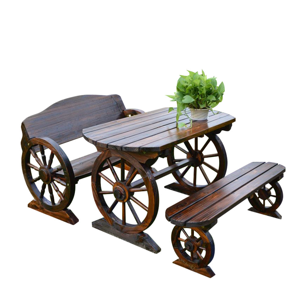 Eeeza Outdoor Garden Table&Chair Set Carbonized Pinewood