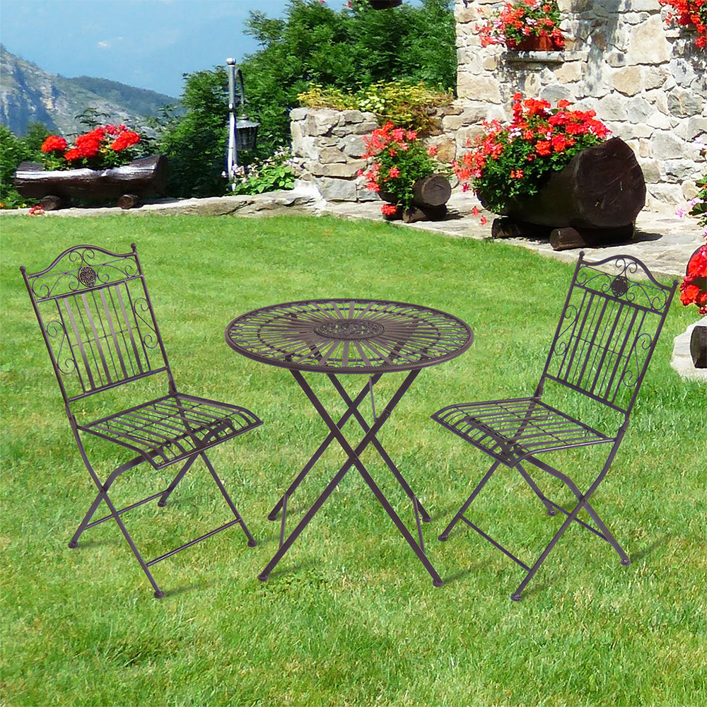 Eeeza Outdoor Iron Frame Chair With Table Set