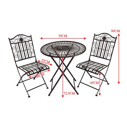 Eeeza Outdoor Iron Frame Chair With Table Set