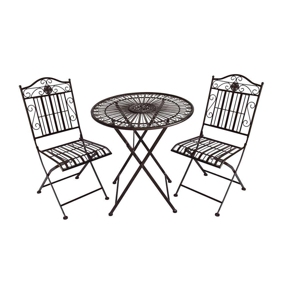 Eeeza Outdoor Iron Frame Chair With Table Set