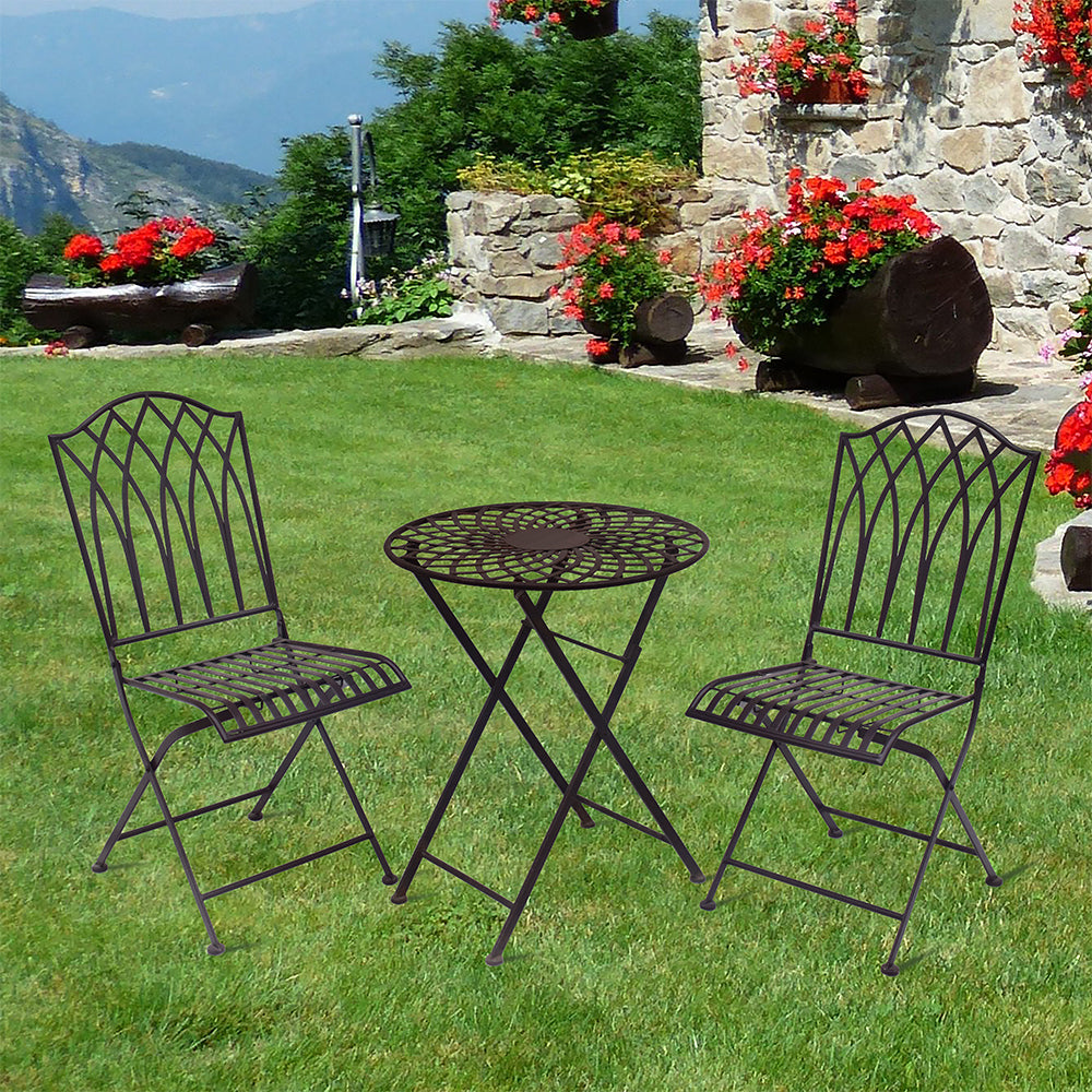 Eeeza Outdoor Iron Frame Foldable Chair With Table Set