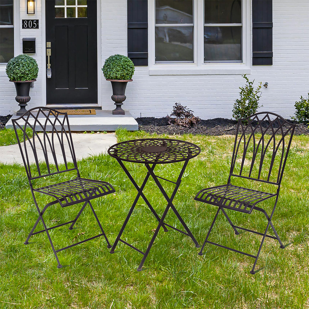 Eeeza Outdoor Iron Frame Foldable Chair With Table Set