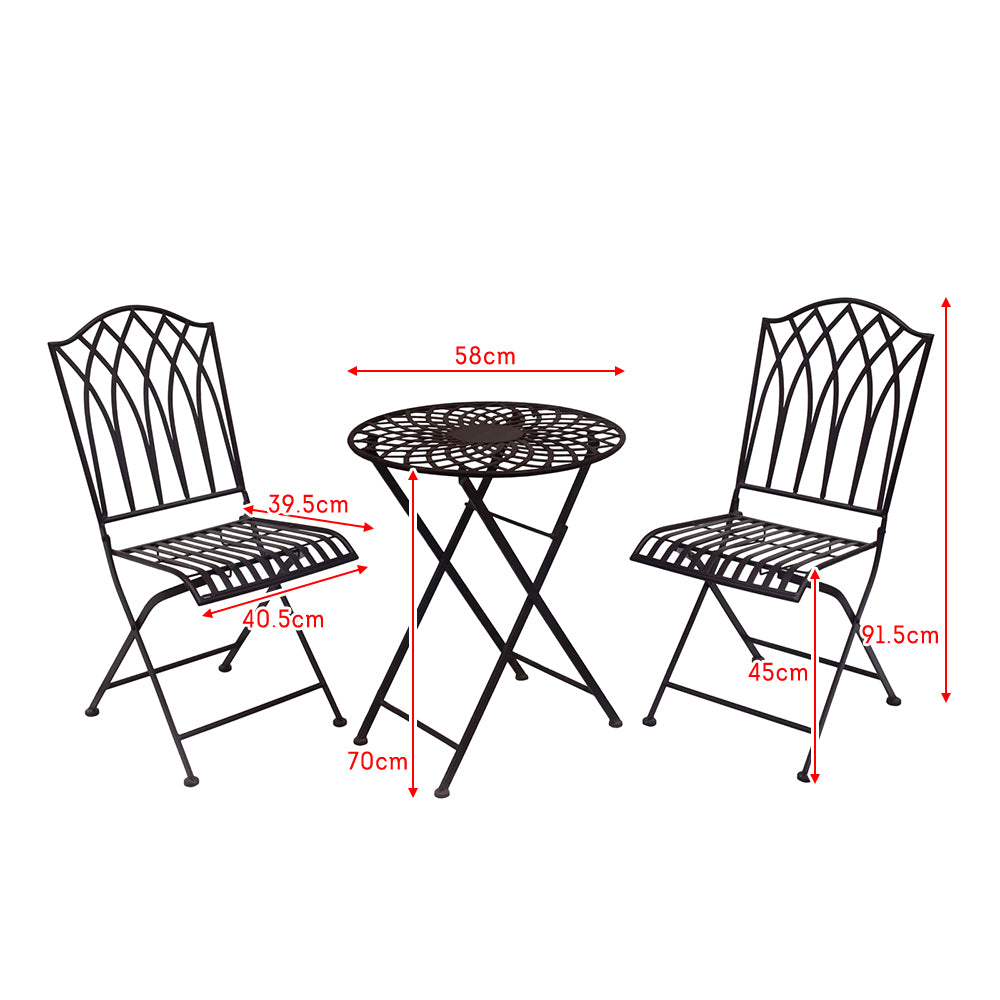 Eeeza Outdoor Iron Frame Foldable Chair With Table Set