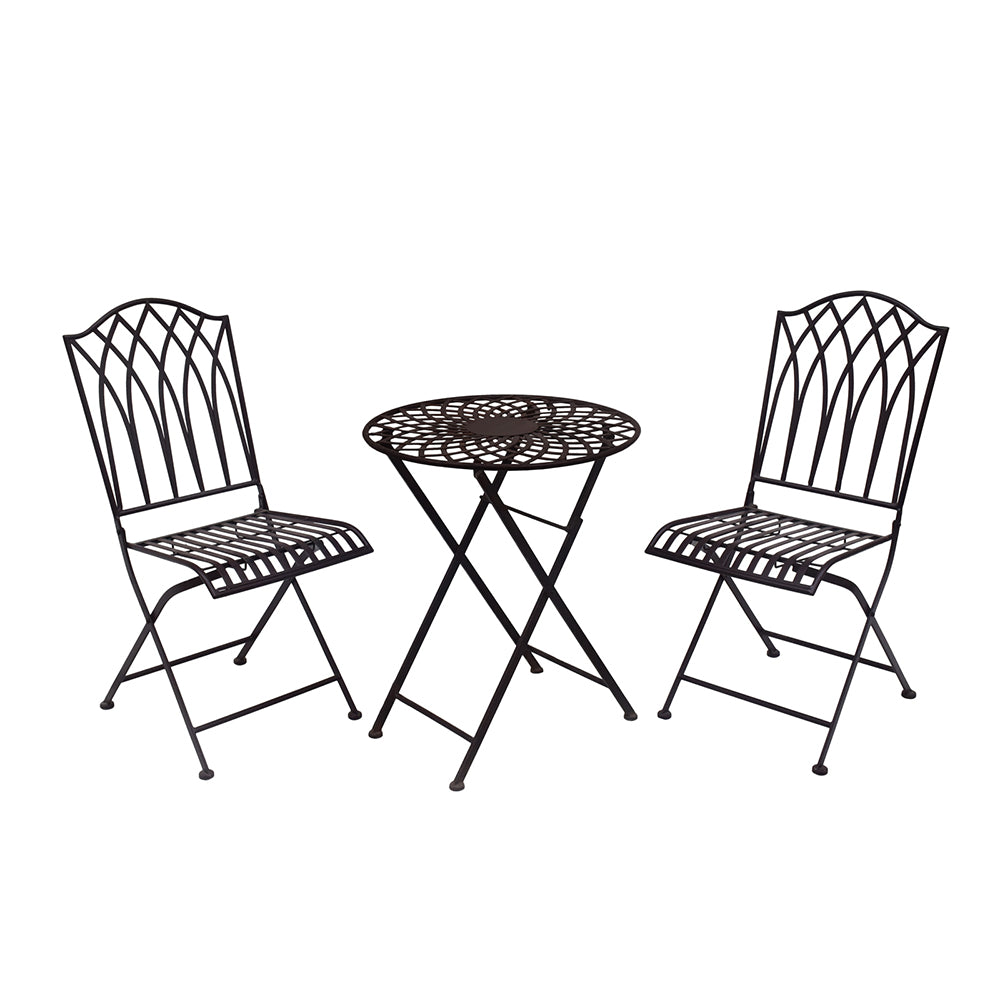 Eeeza Outdoor Iron Frame Foldable Chair With Table Set
