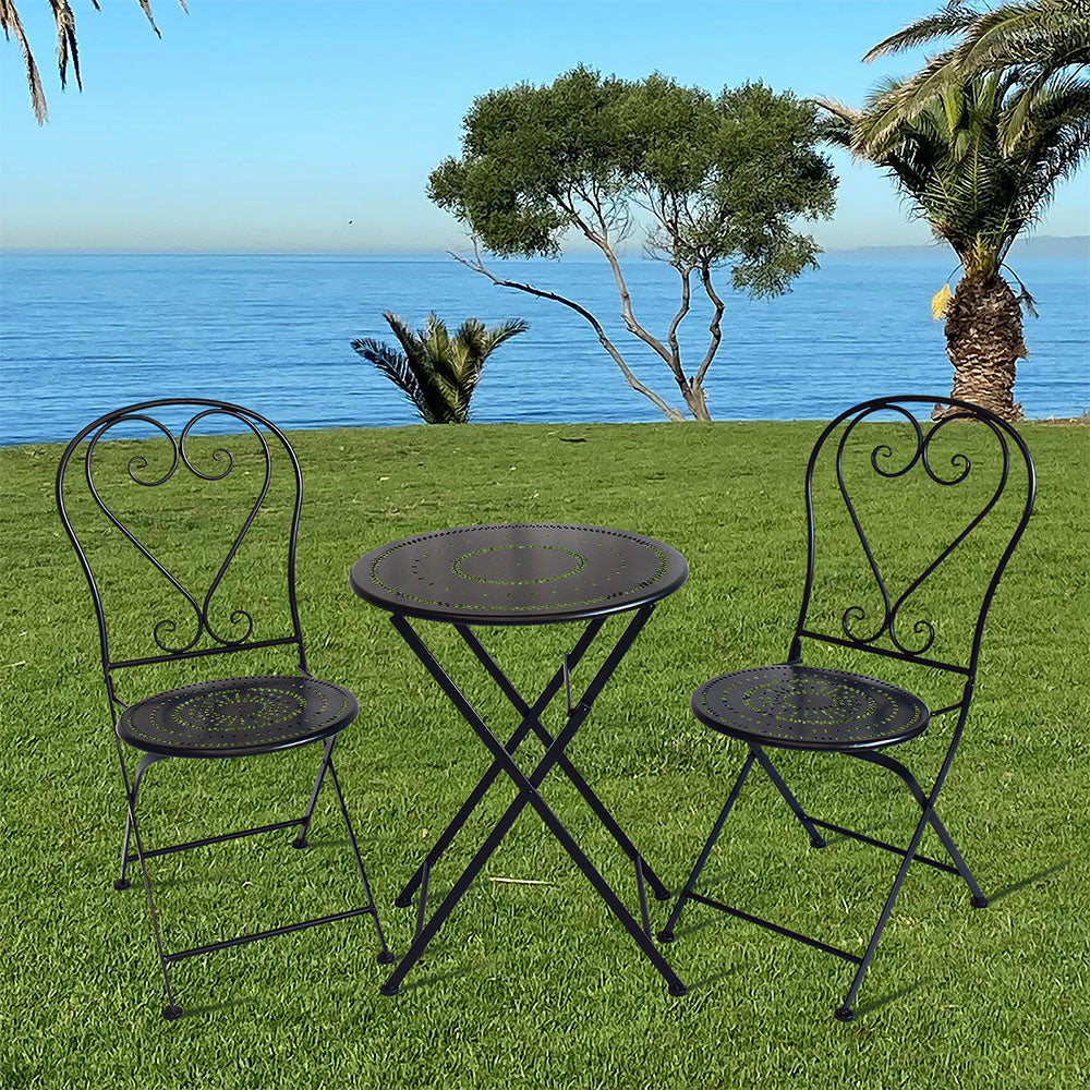 Eeeza Outdoor Iron Frame Chair With Table Set