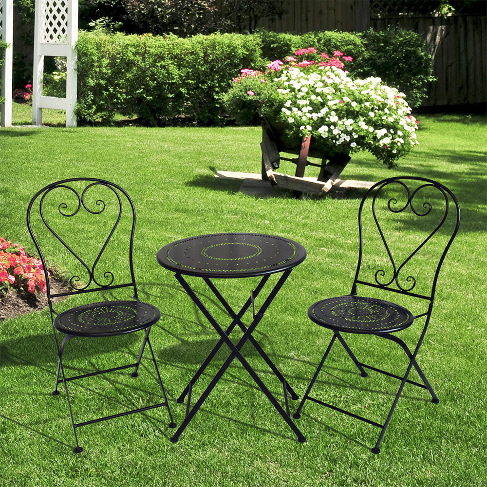 Eeeza Outdoor Iron Frame Chair With Table Set