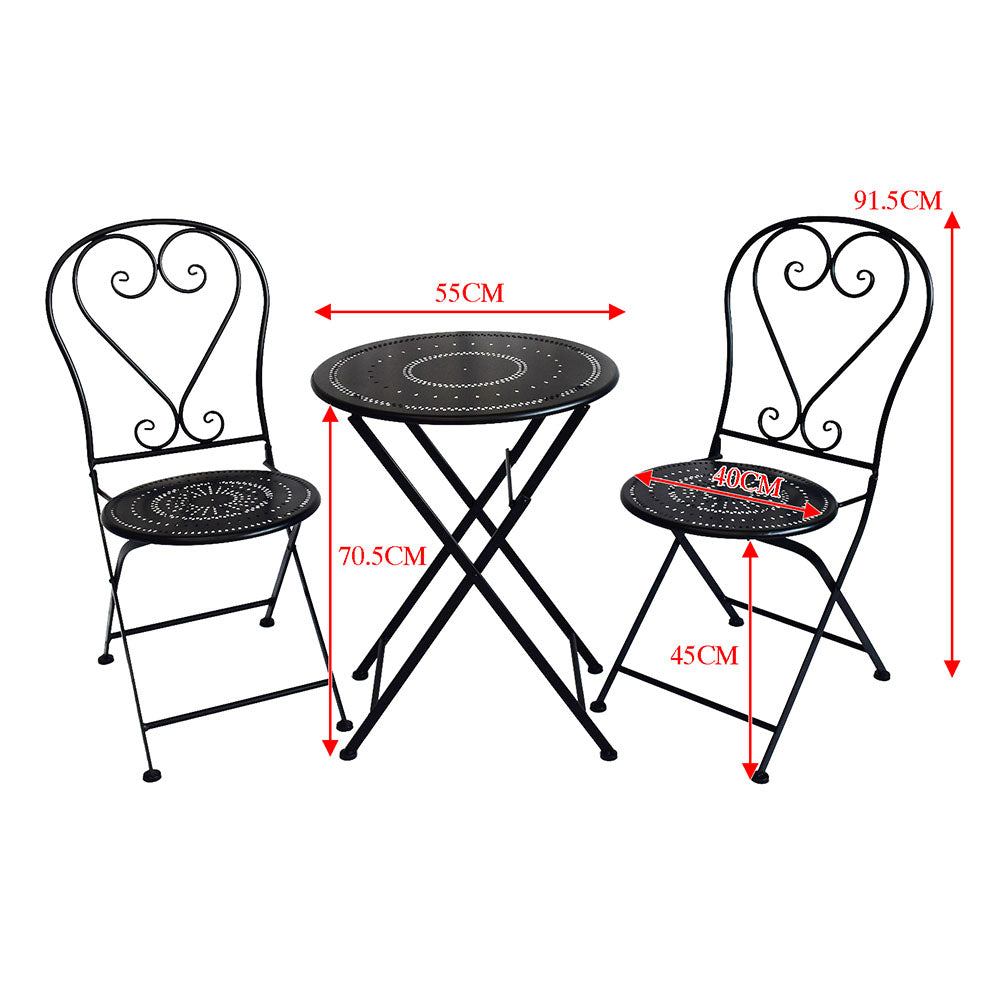 Eeeza Outdoor Iron Frame Chair With Table Set