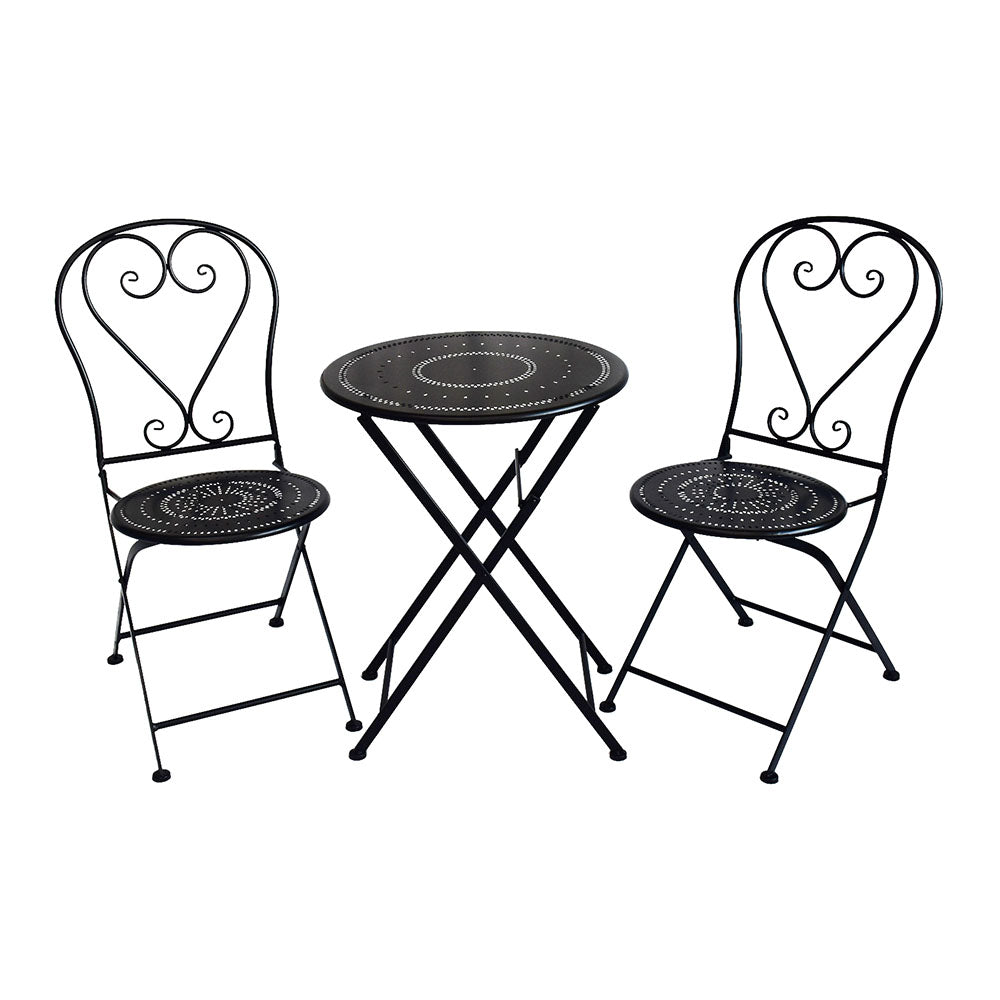 Eeeza Outdoor Iron Frame Chair With Table Set