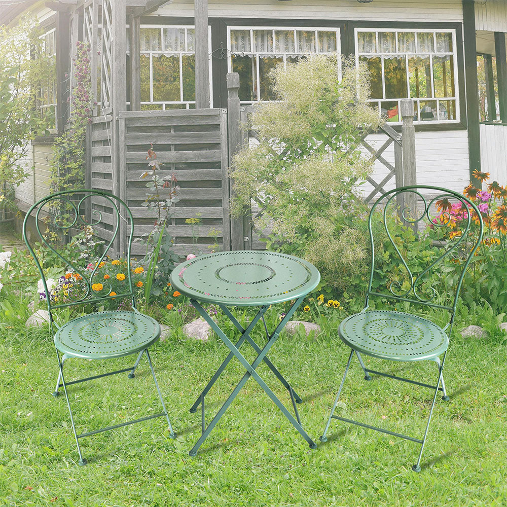 Eeeza Outdoor Iron Frame Chair With Table Set