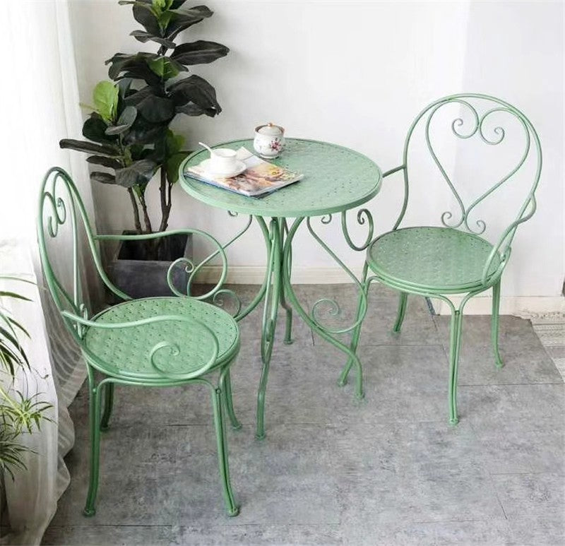 Eeeza Outdoor Iron Frame Chair With Table Set
