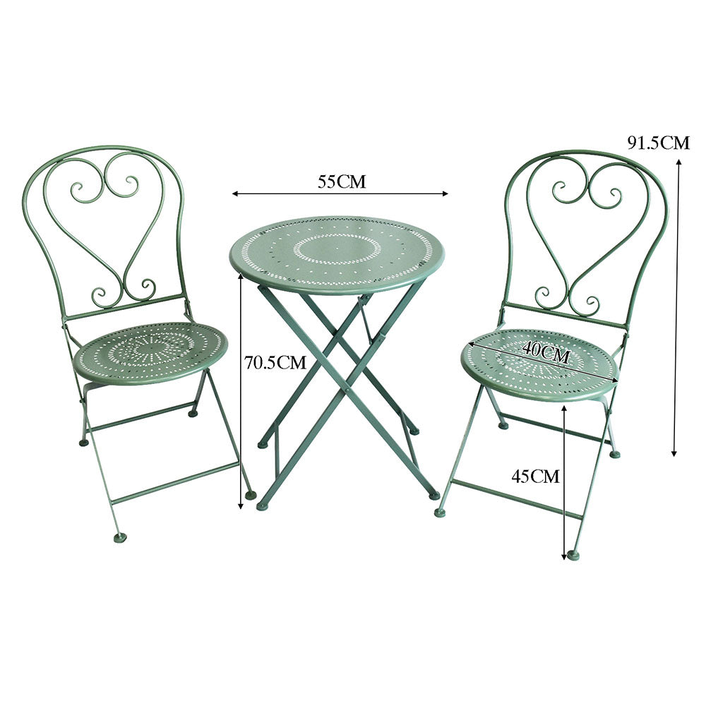 Eeeza Outdoor Iron Frame Chair With Table Set