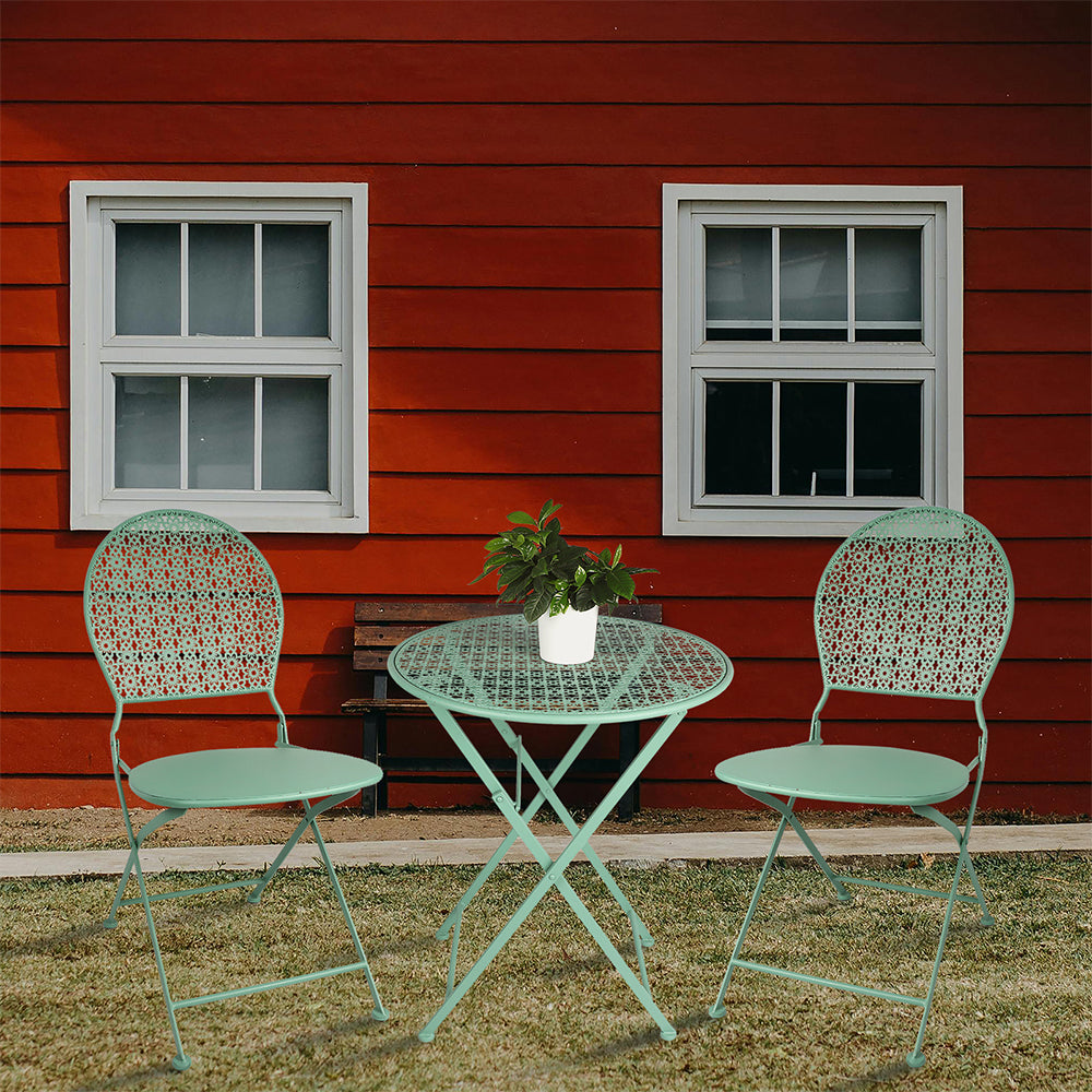 Eeeza Outdoor Iron Frame Chair With Table Set