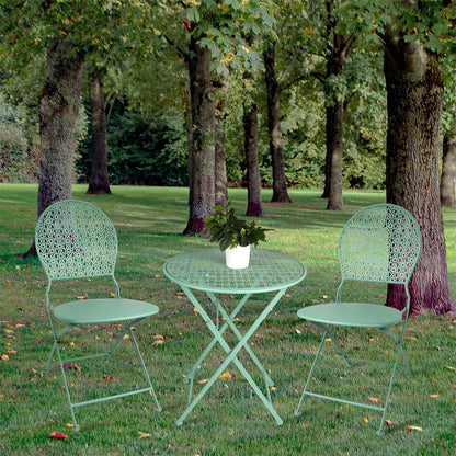 Eeeza Outdoor Iron Frame Chair With Table Set