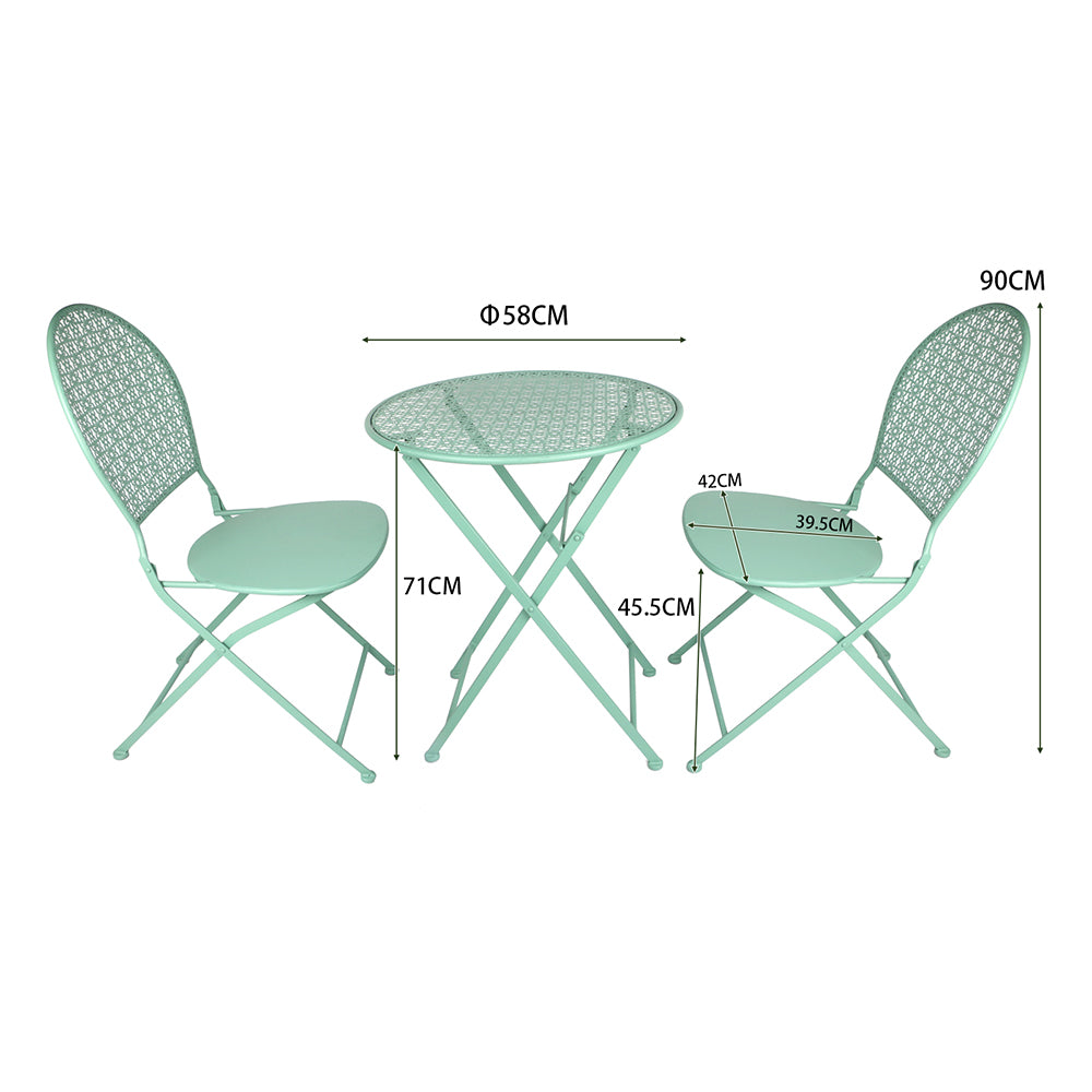 Eeeza Outdoor Iron Frame Chair With Table Set