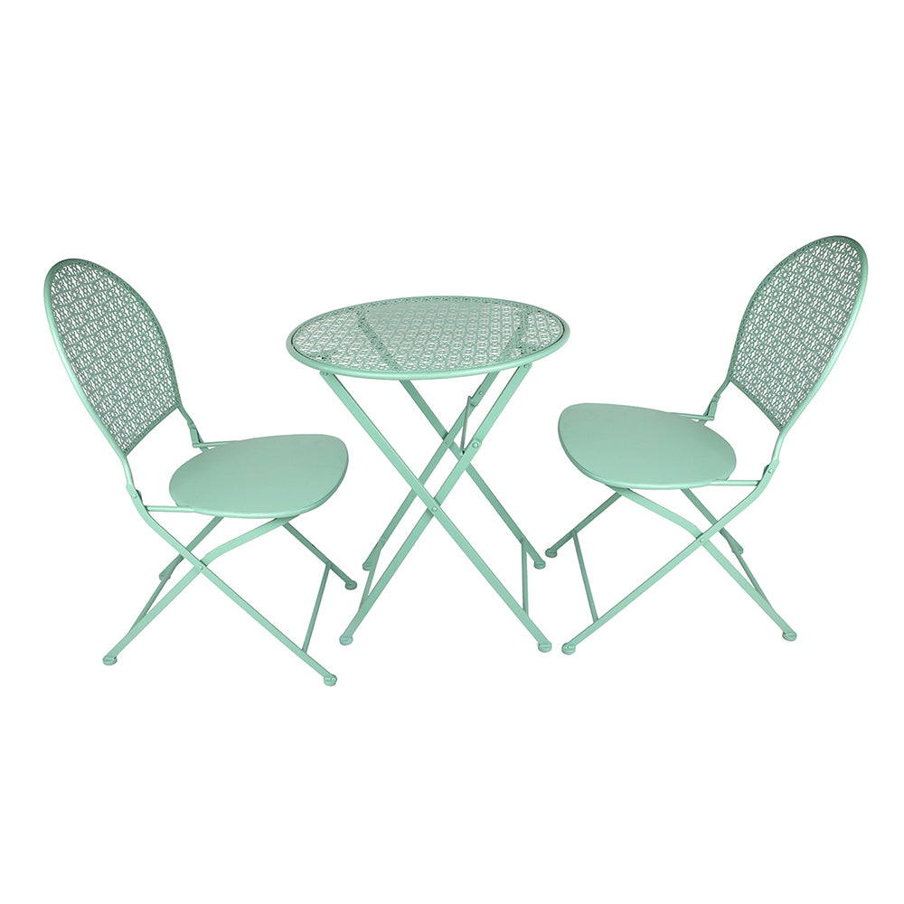 Eeeza Outdoor Iron Frame Chair With Table Set