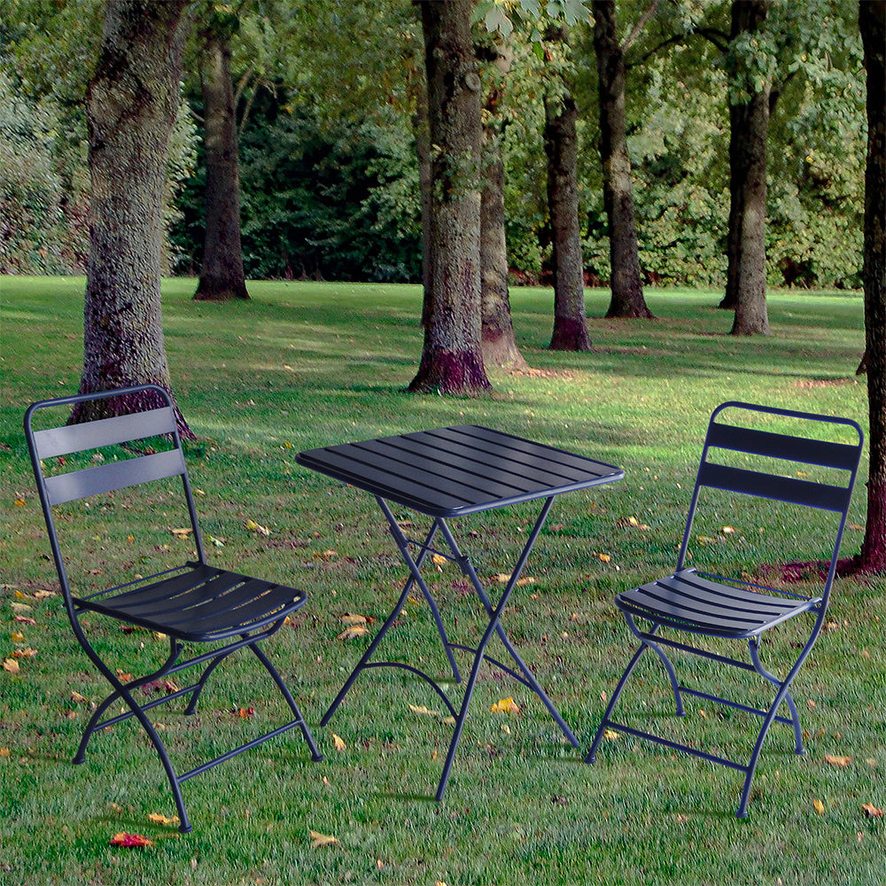 Eeeza Outdoor Iron Frame Chair With Table Set