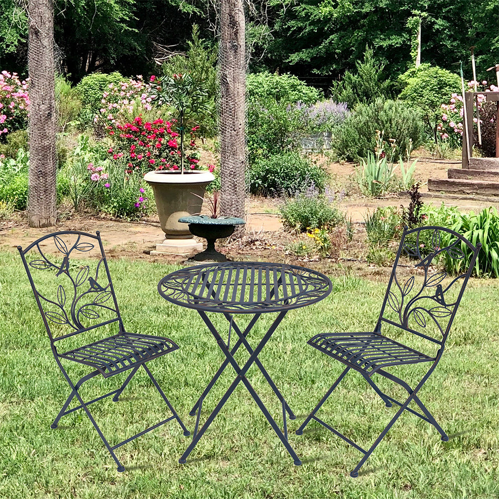 Eeeza Outdoor Iron Frame Chair With Table Set