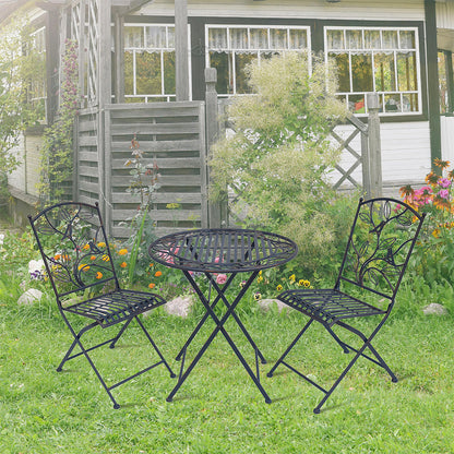 Eeeza Outdoor Iron Frame Chair With Table Set