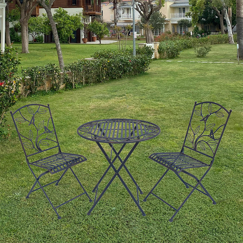 Eeeza Outdoor Iron Frame Chair With Table Set