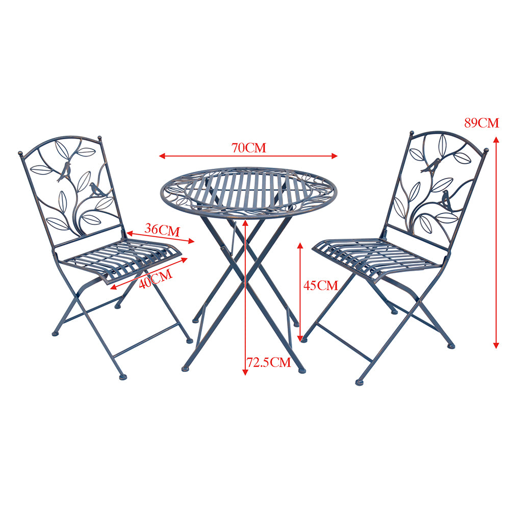 Eeeza Outdoor Iron Frame Chair With Table Set