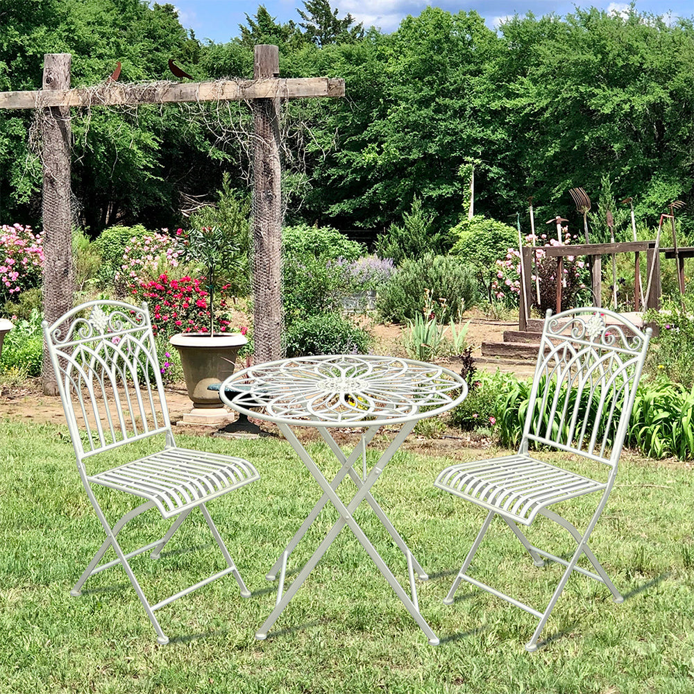 Eeeza Outdoor Iron Frame Chair With Table Set