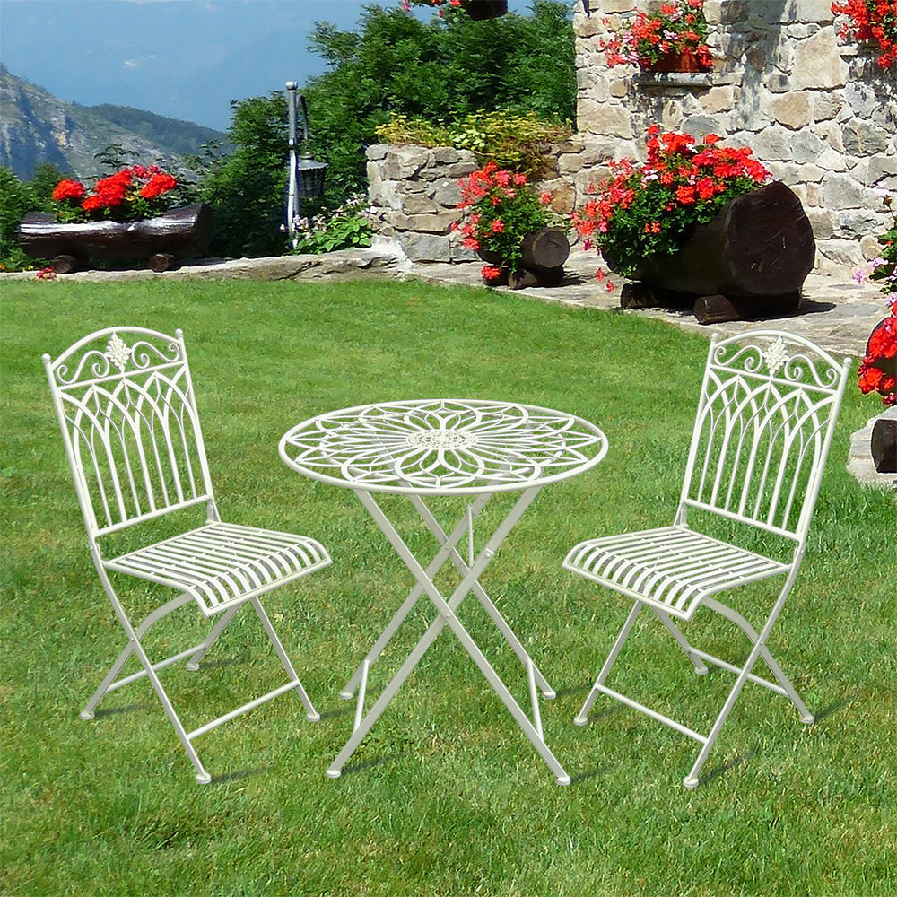 Eeeza Outdoor Iron Frame Chair With Table Set