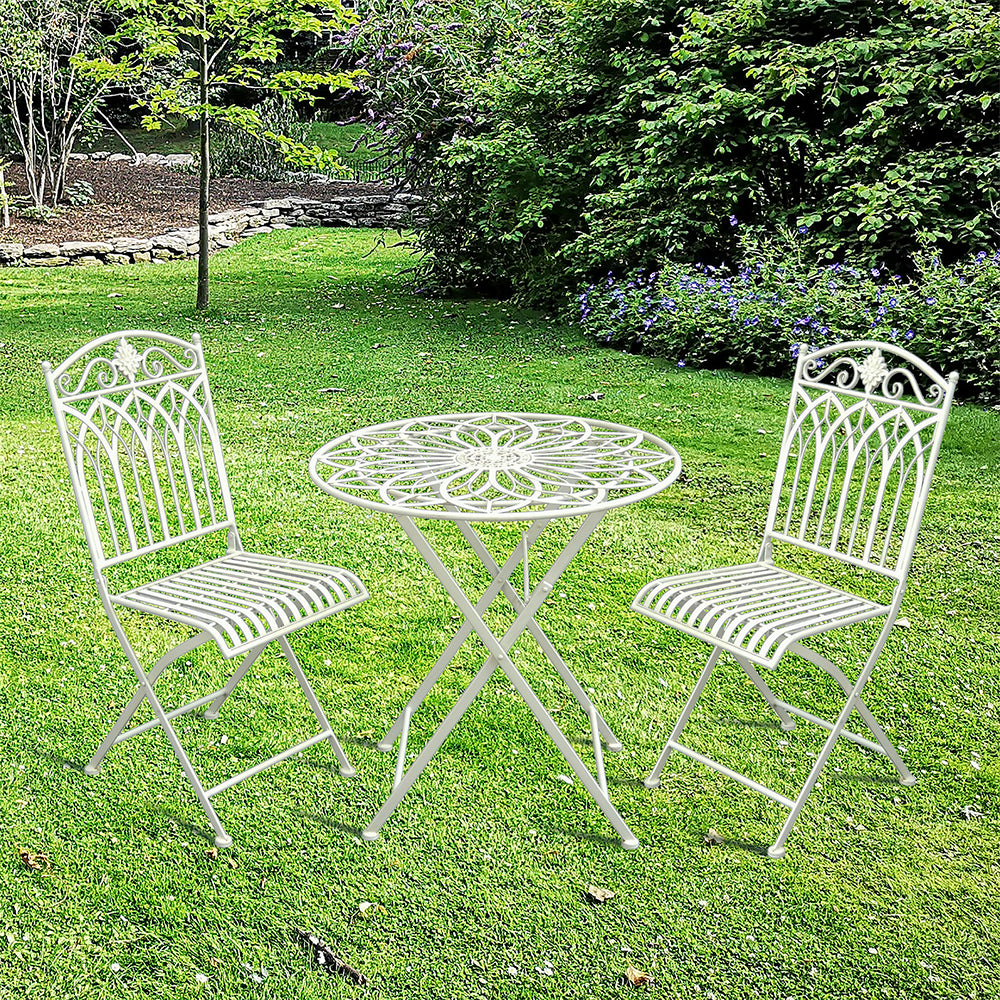 Eeeza Outdoor Iron Frame Chair With Table Set