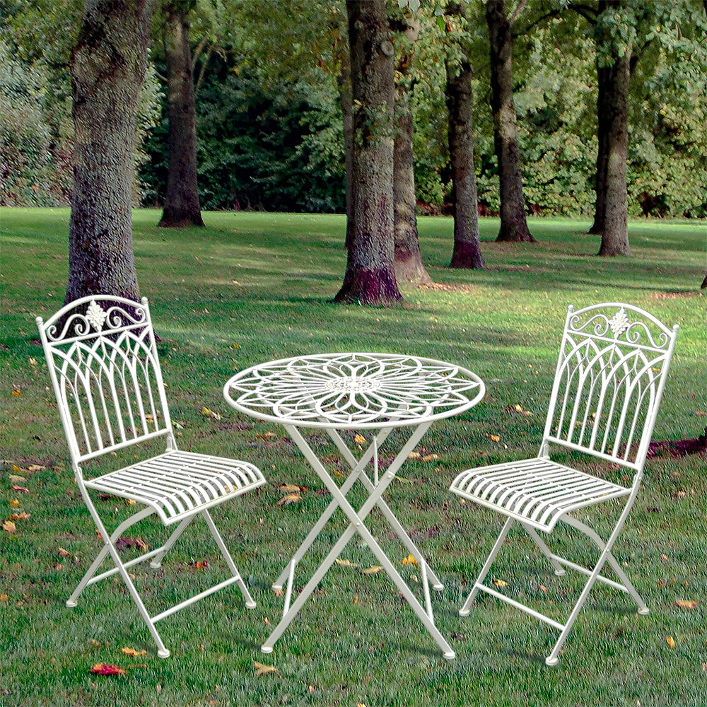 Eeeza Outdoor Iron Frame Chair With Table Set