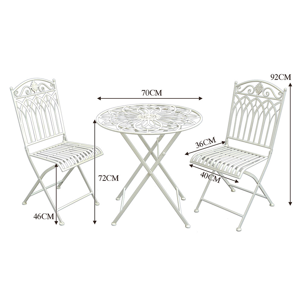 Eeeza Outdoor Iron Frame Chair With Table Set