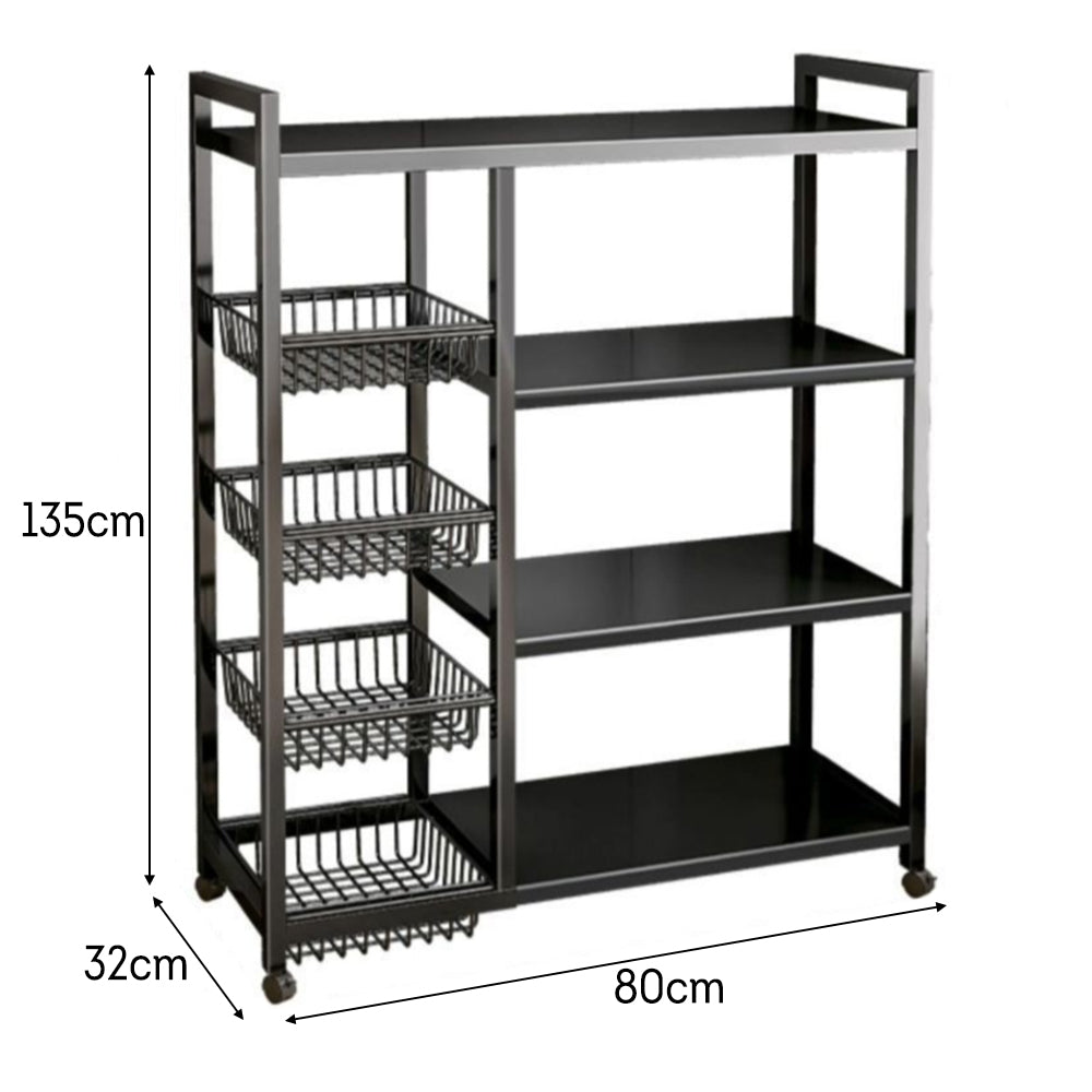 Eeeza Carbon Steel Storage Rack – 108cm & 135cm, Dual Size with Lockable Wheels