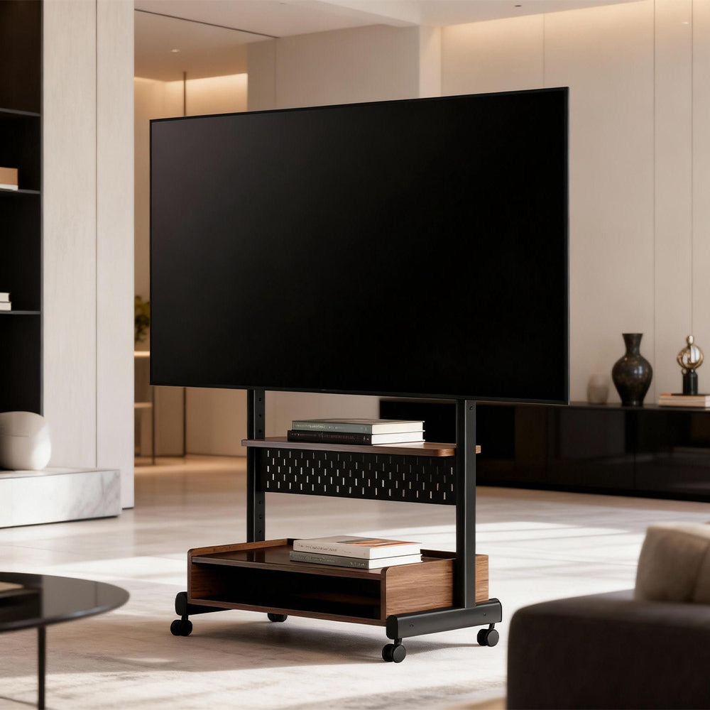 Eeeza Movable And Height-adjustable TV Stand With Storage Space